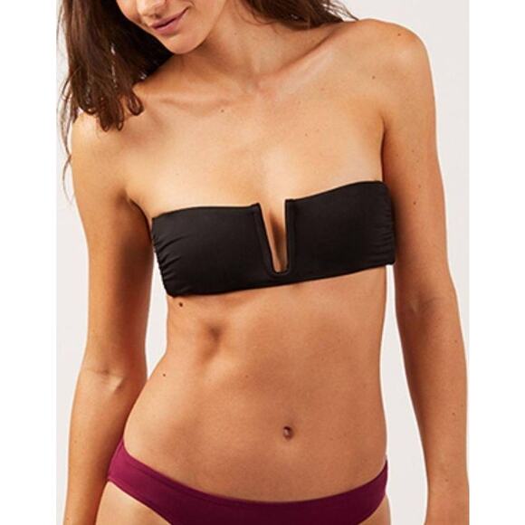 Andie Cartagena Convertible Plunge Bikini Swim Top in Black M NWT - Picture 1 of 8
